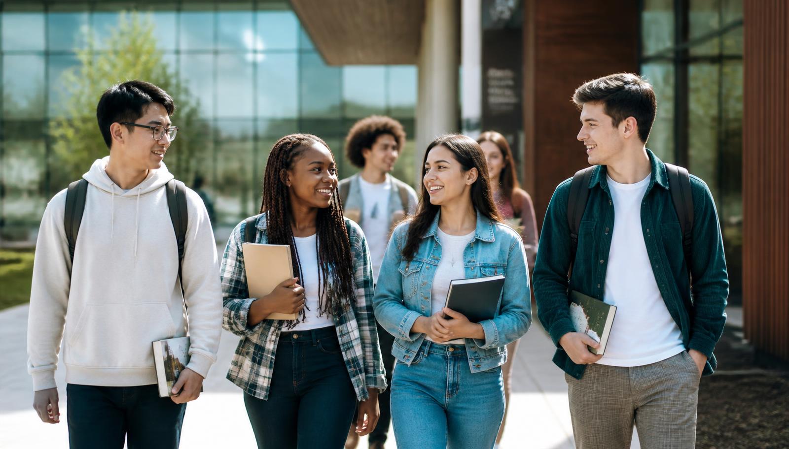 International students on a university campus