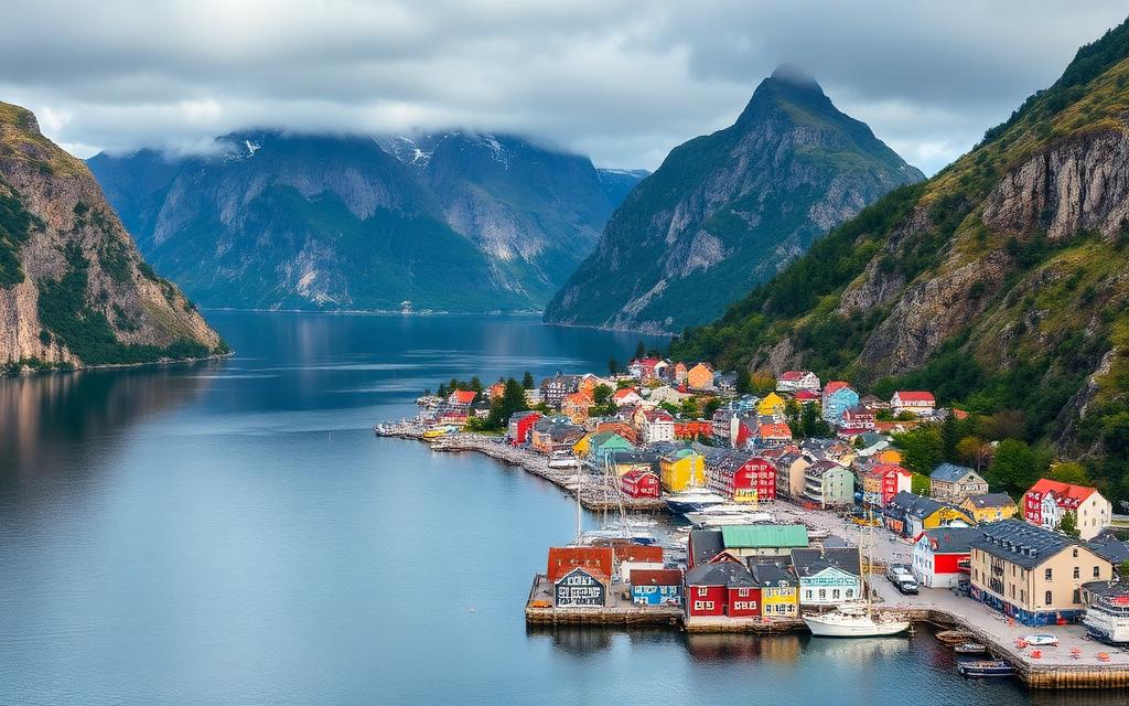 Skyline and landscape representing Norway, a HORA INTERIM recruitment destination
